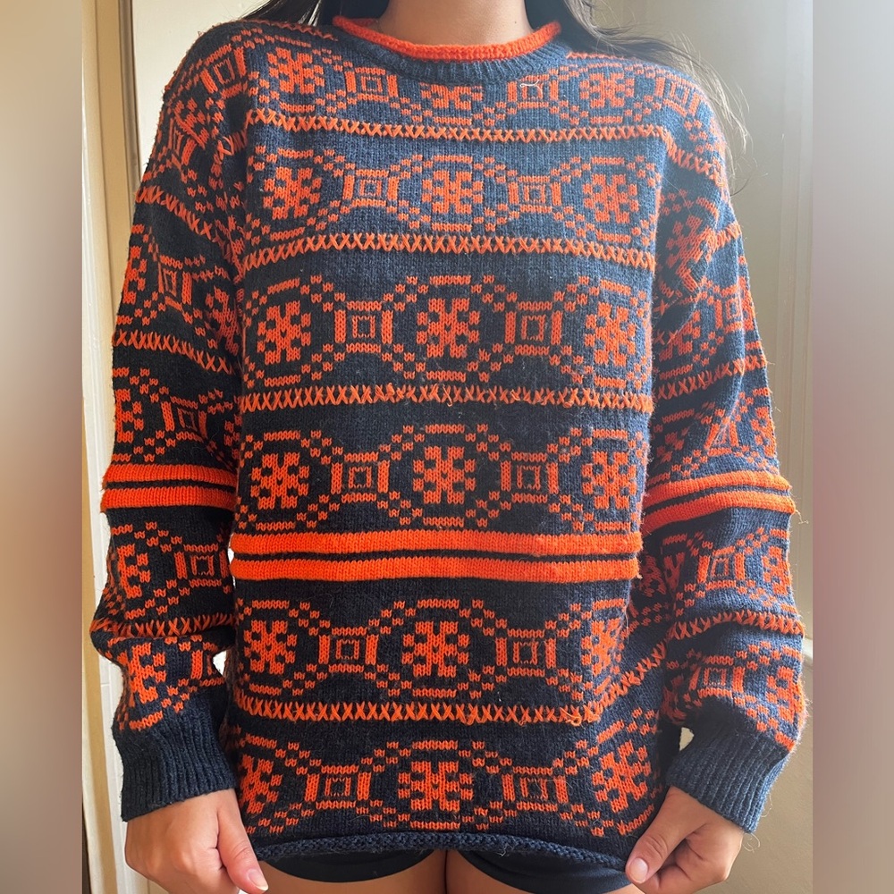 Patterned knit sweater
